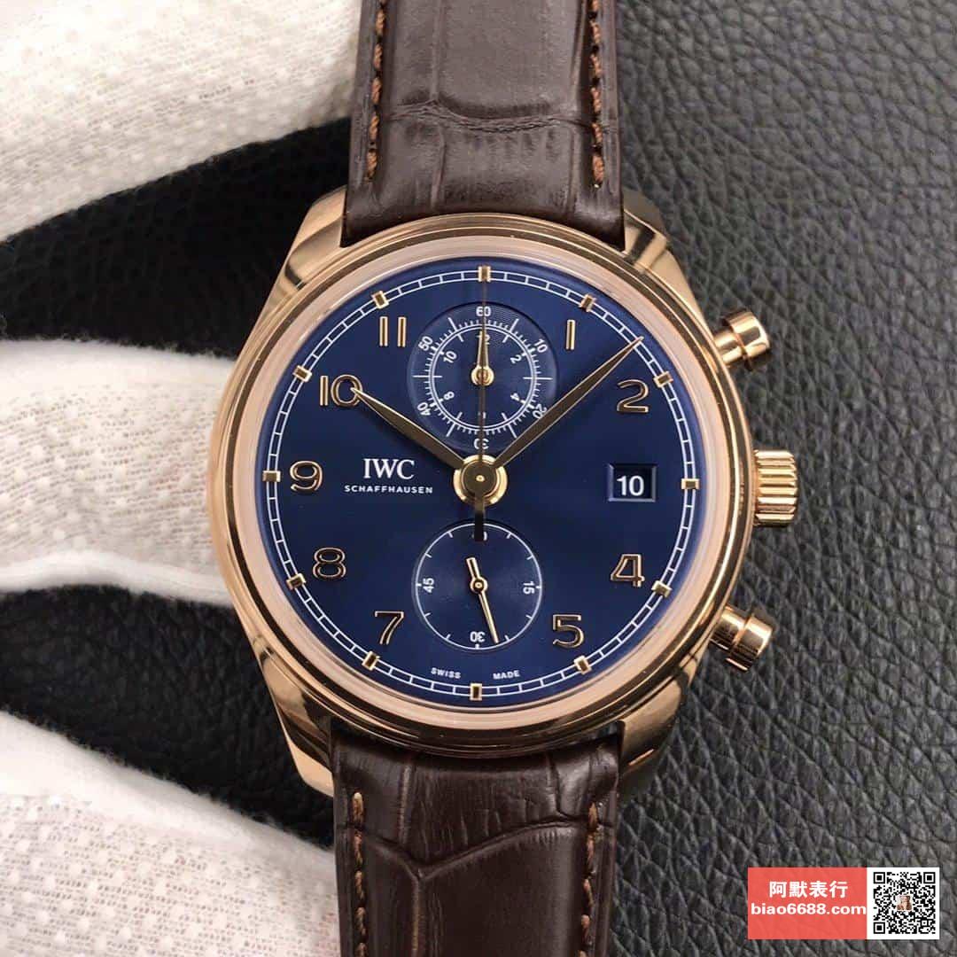 포르투기저 크로노그래프 클래식 로즈골드 블루다이얼 레더 스트랩 / ZF IW390301 / 42mm / 크기 42mm 두께 13.5mm Cal.89361 무브