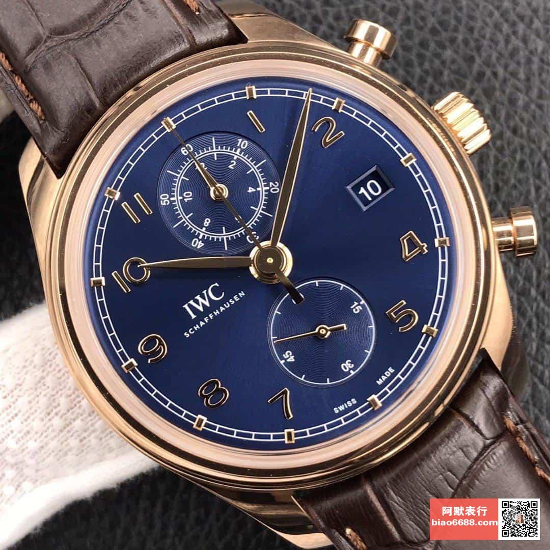 포르투기저 크로노그래프 클래식 로즈골드 블루다이얼 레더 스트랩 / ZF IW390301 / 42mm / 크기 42mm 두께 13.5mm Cal.89361 무브