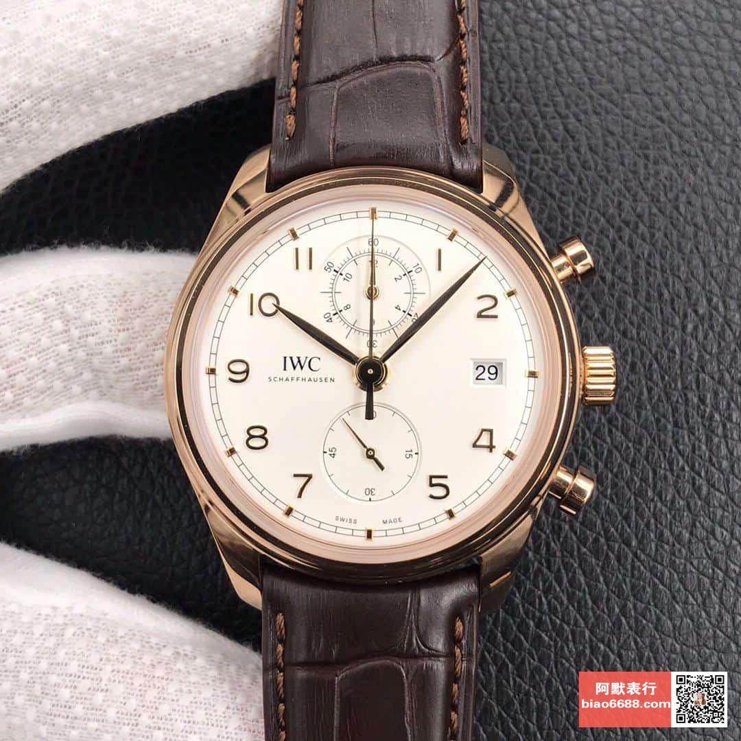 포르투기저 크로노그래프 클래식 로즈골드 화이트 다이얼 레더 스트랩 / ZF IW390301 / 42mm / 크기 42mm 두께 13.5mm Cal.89361 무브