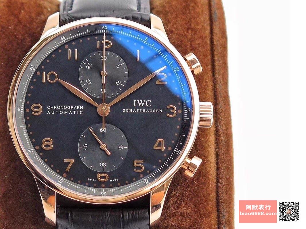 포르투기저 크로노그래프 로즈골드 블랙 다이얼 레더 스트랩 / ZF IW371482 / 41mm / 크기 41mm 두께 12.5mm Cal.7750 무브