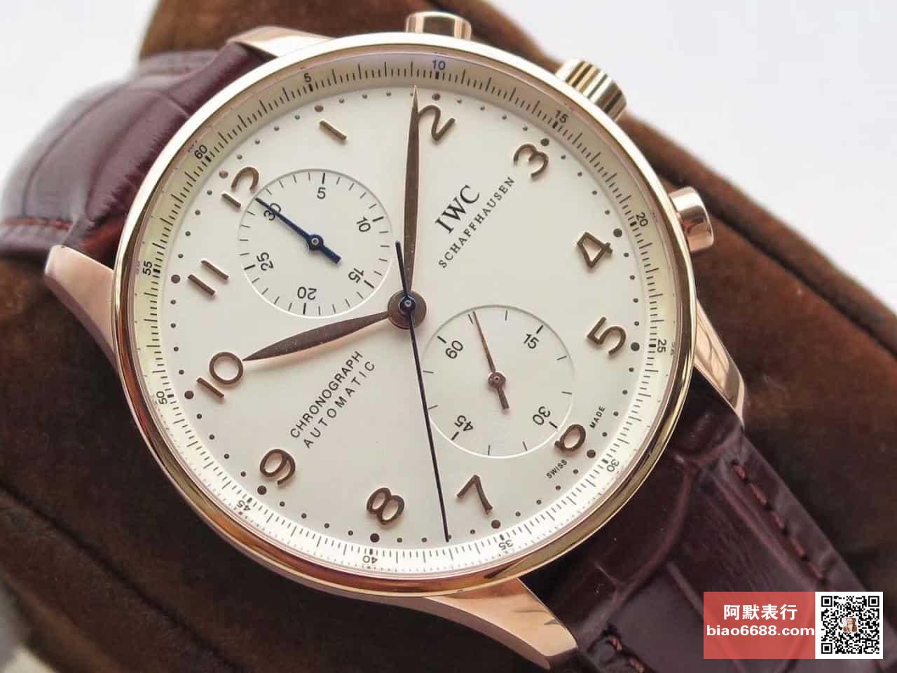 포르투기저 크로노그래프 로즈골드 화이트 다이얼 레더 스트랩 / ZF IW371480 / 41mm / 크기 41mm 두께 12.5mm Cal.7750 무브
