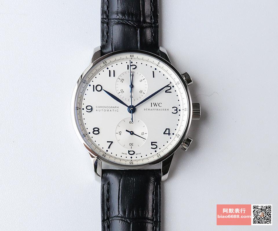 포르투기저 크로노그래프 블루 핸드 화이트골드 화이트 다이얼 레더 스트랩 / ZF IW371446 / 41mm / 크기 41mm 두께 12.5mm Cal.7750 무브