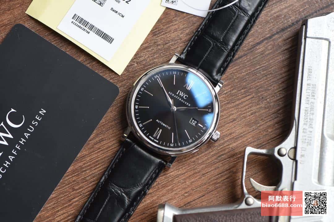 포르토피노 화이트골드 블랙 다이얼 레더 스트랩 / V7 IW356502 / 40mm / Cal.2892 무브 , 40mm
