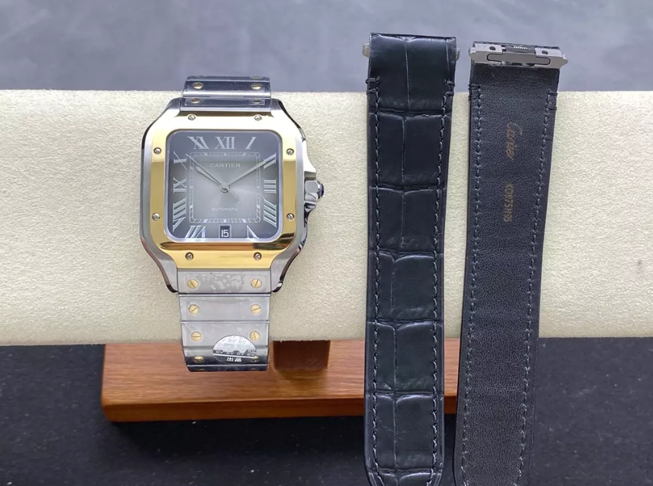 산토스 드 라지 콤비 그레이 다이얼 / BV W2SA0030 / 40mm / MIYOTA-9015(오리지널 1847MC 자동 해머 포함)