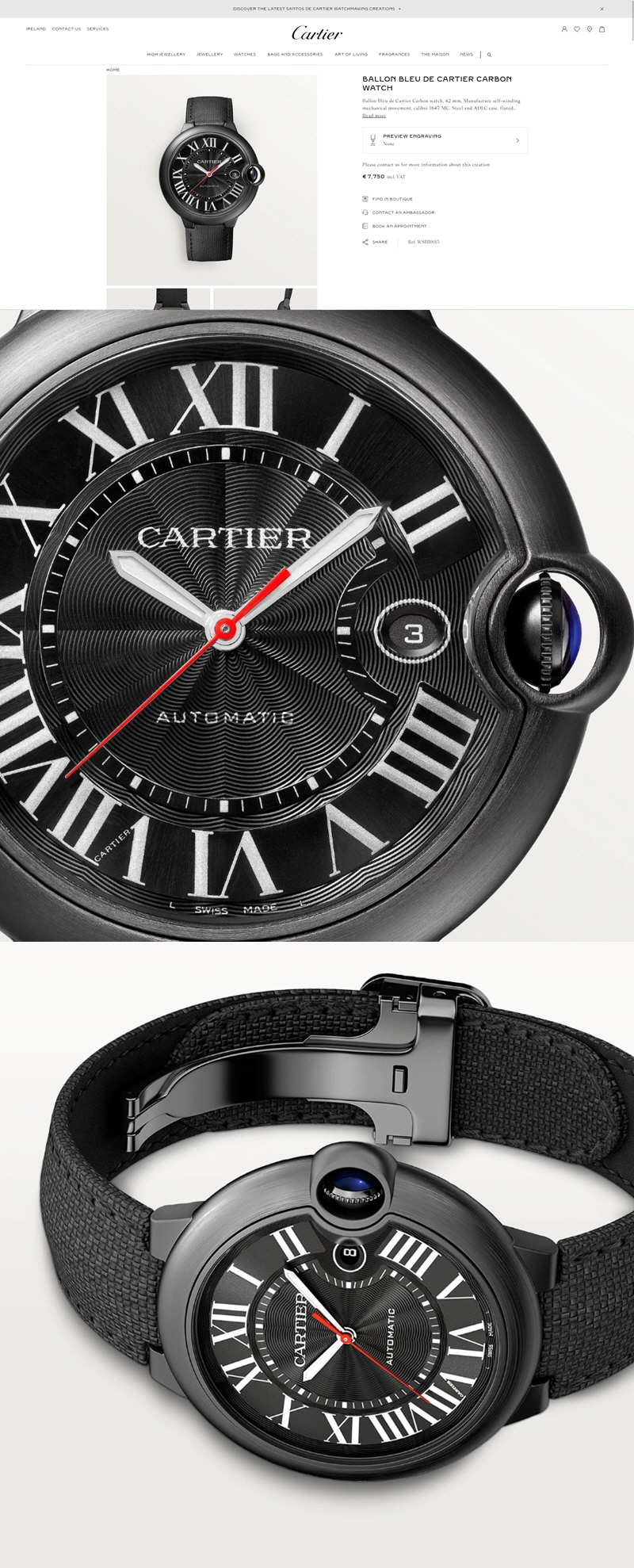 발롱 블루 오토매틱 워치 / WSBB0015 / 사이즈 직경 42 MM