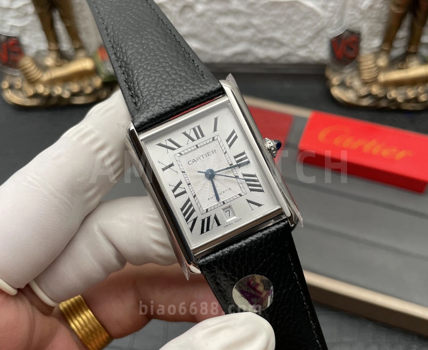 탱크 머스트 오토 스틸 시계 XL 블랙 레더 스트랩 / AF WSTA0040 / 사이즈 31x41mm