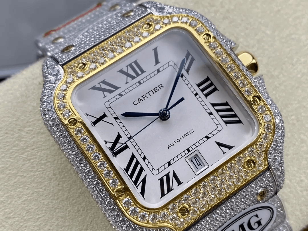 산토스 버스트다운 흰판 콤비 / AMG Santos Series / 40mm / 9015 무브먼트, 4555개 세팅