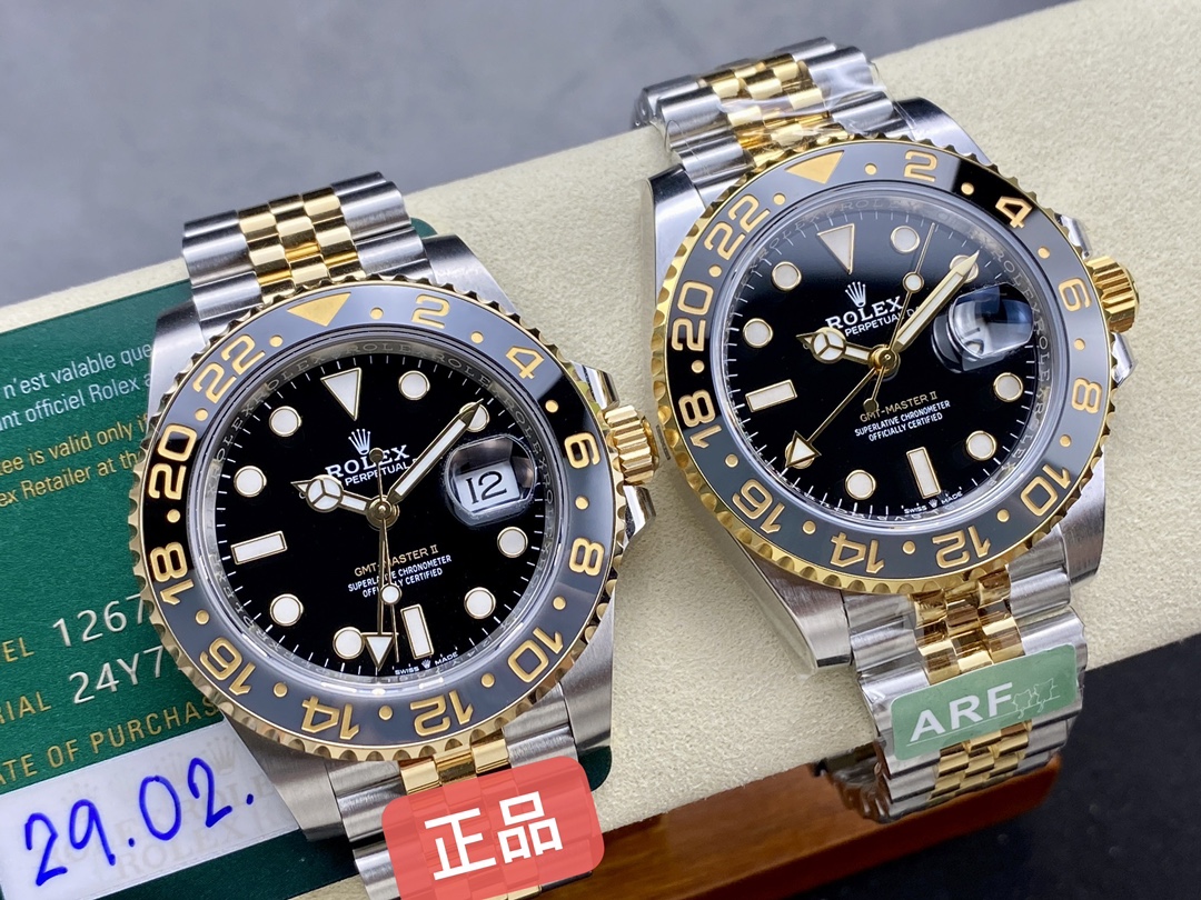 GMT 마스터2 검판 콤비 호랑이 /ARF 126713 GRNR /40mm /텅스텐 정품 무게 동일, 3285무브
