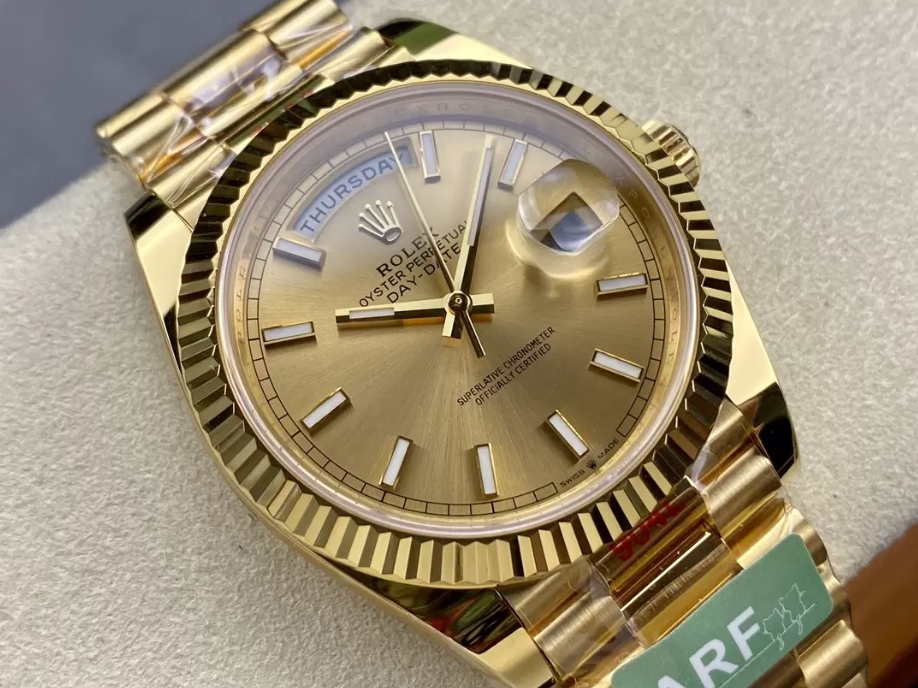 데이데이트 샴폐인 인덱스 다이얼 옐골 /ARF m228238/40mm /3255 통합 자동 기계식 무브먼트,PVD 전기 도금