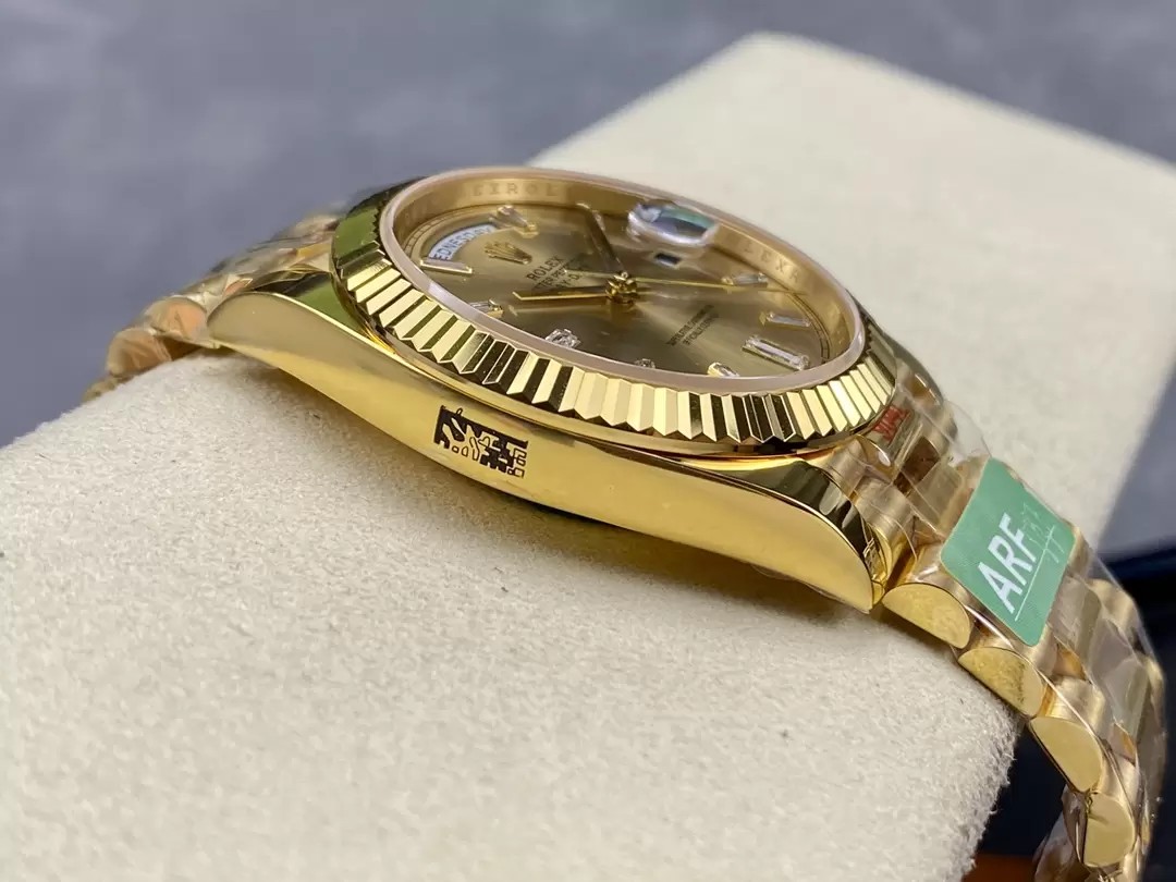 데이데이트 샴폐인다이얼 바게트다이아 옐골 /ARF m228238/40mm /PVD 로즈 골드 도금,3255 통합 자동 기계식 무브먼트 복제