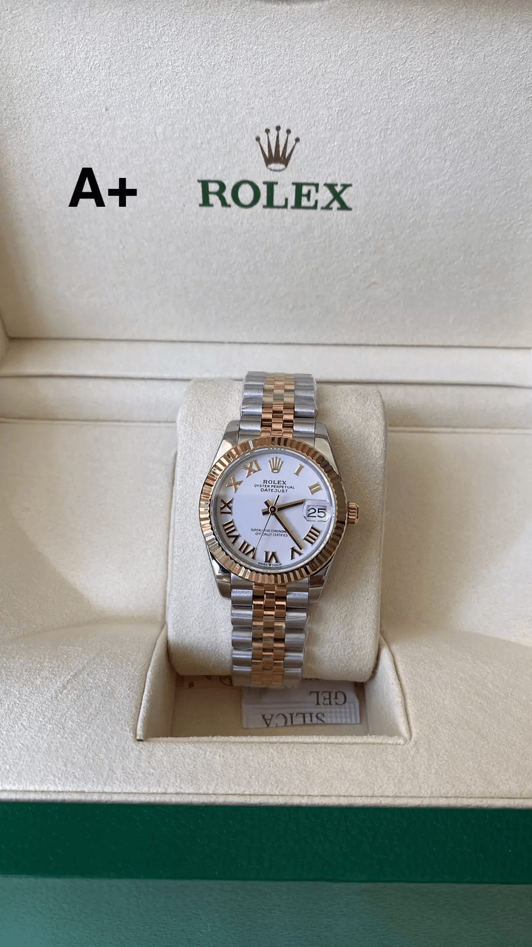 여성용 데이저스트 화이트 로만 다이얼 로골 콤비 / A+ 278271 / 31mm / 크기: 31mm x 11.3mm 무브먼트: DD2824 자동 무브먼트, 진동 주파수 28800회