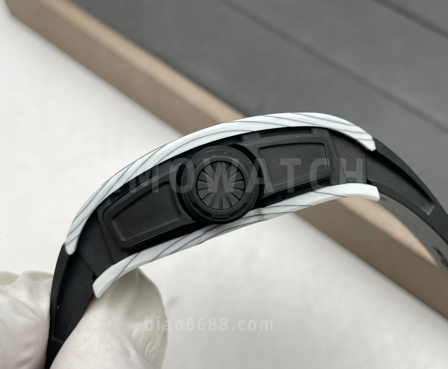 요한 블레이크 화이트 블랙 러버밴드 NTPT / APS RM6101 / 43mm / 아시아 슈퍼클론 RMUL2 스켈레톤 무브먼트, 정품과 동일한 구조