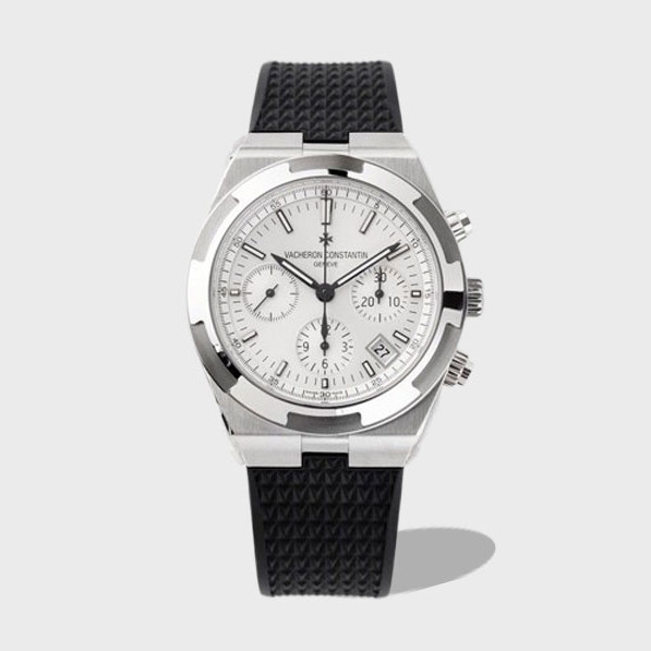 오버시즈 크로노그래프 화이트 다이얼 / 8F 5500V/110A-B075 / 42mm / 맞춤형 PP.CH28-520 자동 크로노그래프 기계식 무브먼트