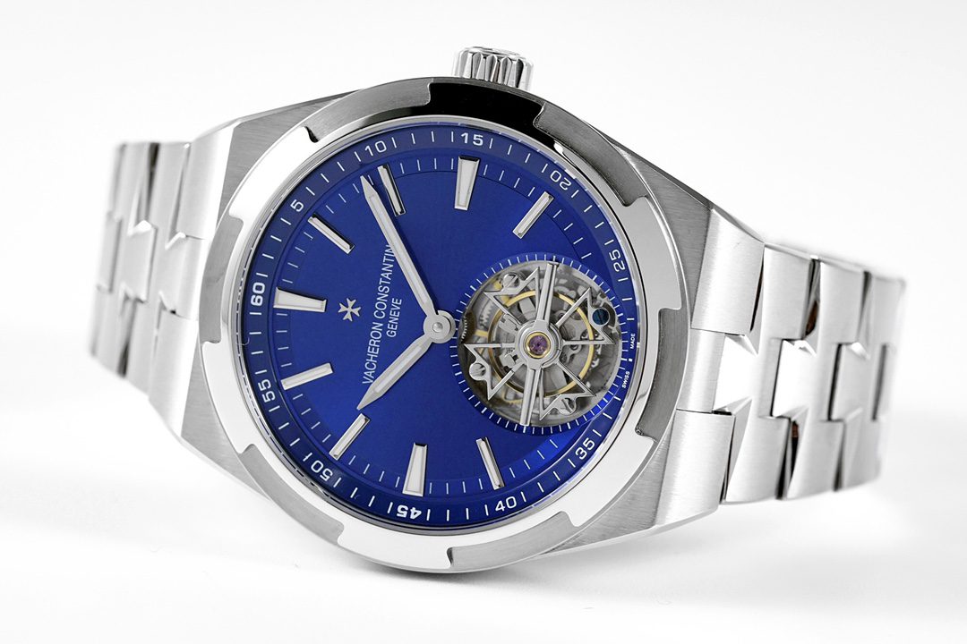 오버시즈 투르비옹 스틸 블루 다이얼 / 8F 6000V/110A-B544 / 42.5mm / 맞춤형 Vacheron Constantin 2160 수동 투르비용 무브먼트 , 크기 42.5mm, 두께 12mm