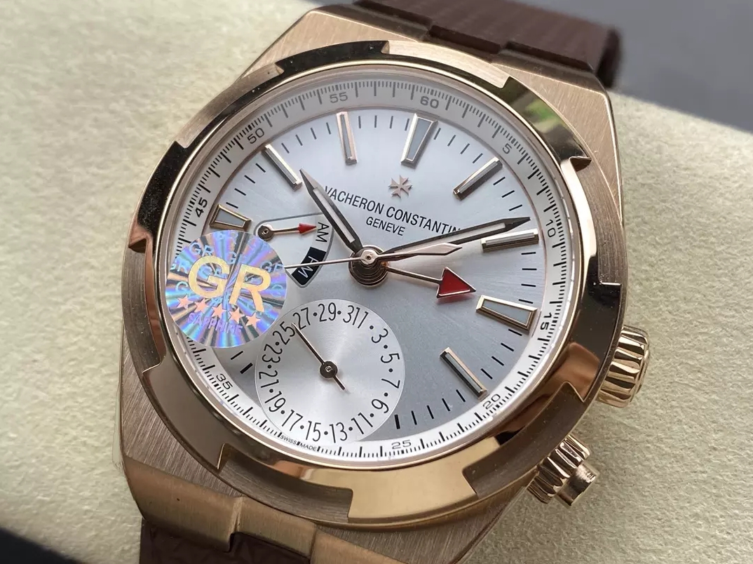 오버시즈 듀얼 타임 실버 다이얼 브라운 러버 스트랩 / GR 7920V / 41mm / VC 5110 무브먼트,41mm