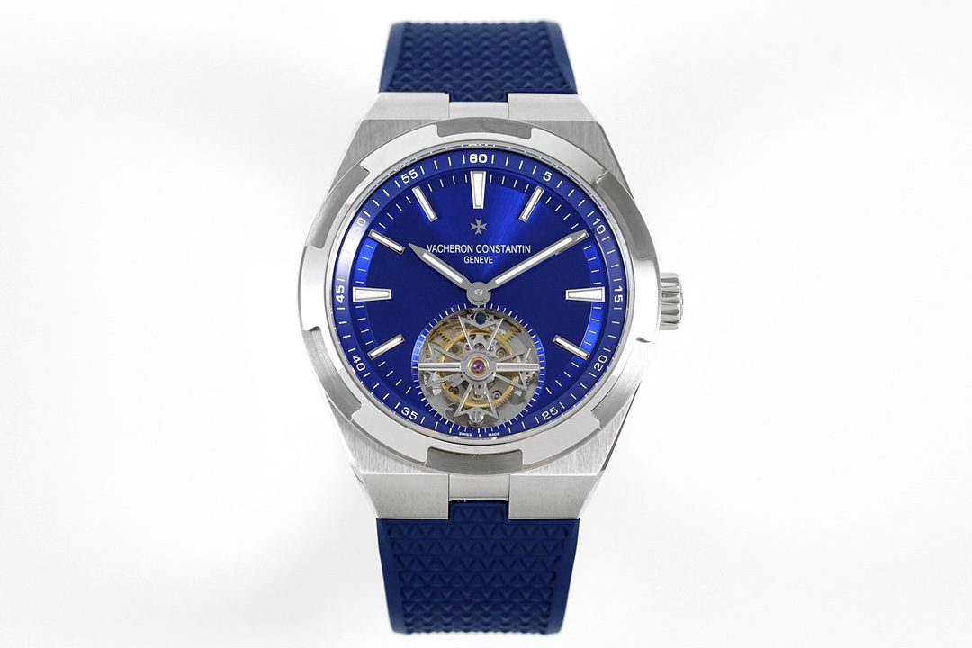 오버시즈 투르비옹 스틸 블루 다이얼 / 8F 6000V/110A-B544 / 42.5mm / 맞춤형 Vacheron Constantin 2160 수동 투르비용 무브먼트 , 크기 42.5mm, 두께 12mm