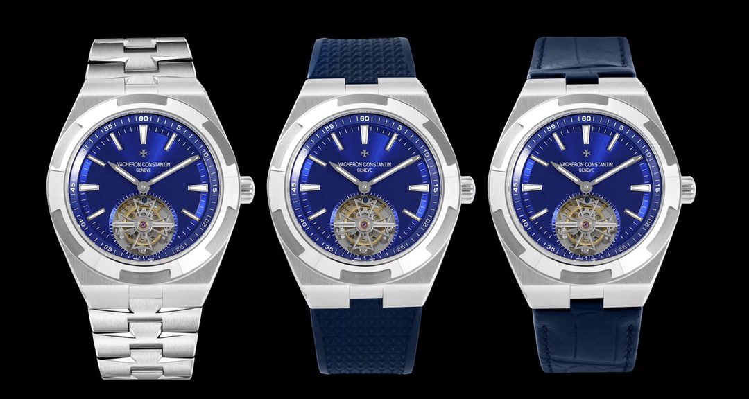 오버시즈 투르비옹 스틸 블루 다이얼 / 8F 6000V/110A-B544 / 42.5mm / 맞춤형 Vacheron Constantin 2160 수동 투르비용 무브먼트 , 크기 42.5mm, 두께 12mm