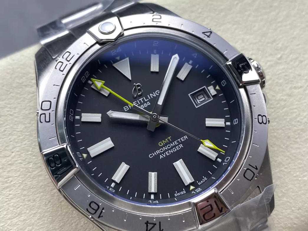 어벤저 오토매틱 GMT 베스트 에디션 블랙 다이얼 SS 브레이슬릿 / BLS / 44mm / 아시아 2836 자동 무브먼트