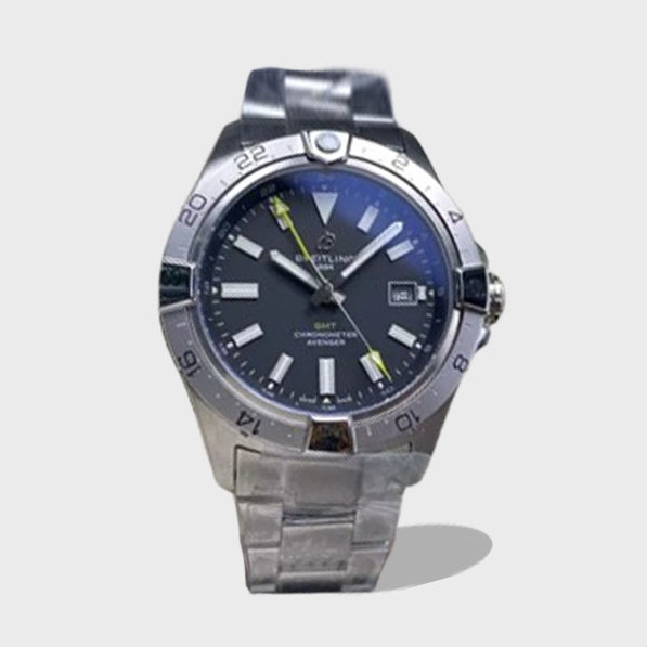 어벤저 오토매틱 GMT 베스트 에디션 블랙 다이얼 SS 브레이슬릿 / BLS / 44mm / 아시아 2836 자동 무브먼트