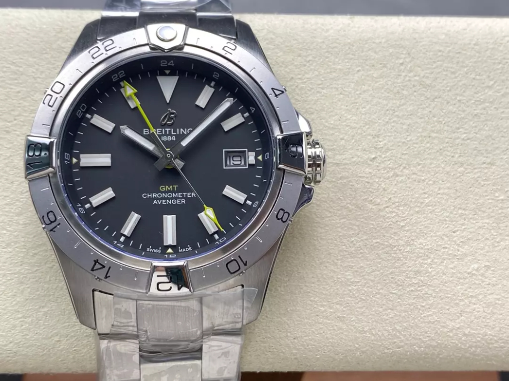 어벤저 오토매틱 GMT 베스트 에디션 블랙 다이얼 SS 브레이슬릿 / BLS / 44mm / 아시아 2836 자동 무브먼트