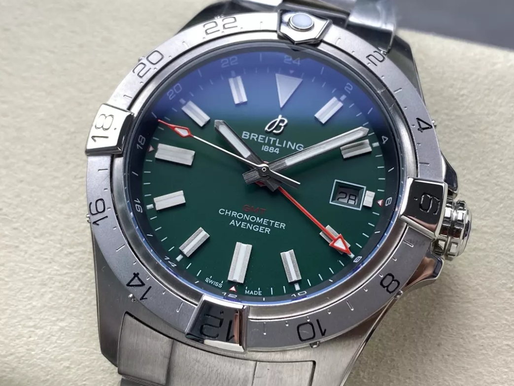 어벤저 오토매틱 GMT 베스트 에디션 그린 다이얼 SS 브레이슬릿 / BLS / 44mm / 아시아 2836 자동 무브먼트