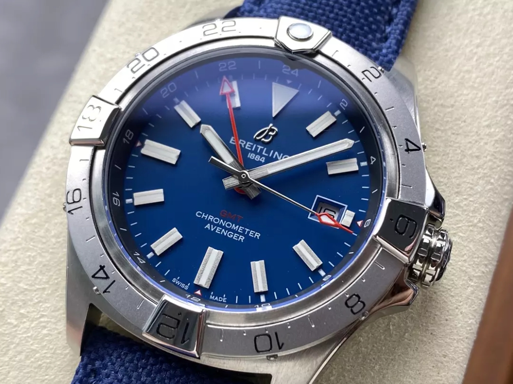 어벤저 오토매틱 GMT 베스트 에디션 블루 다이얼 나일론 스트랩 / BLS / 44mm / 아시아 2836 자동 무브먼트