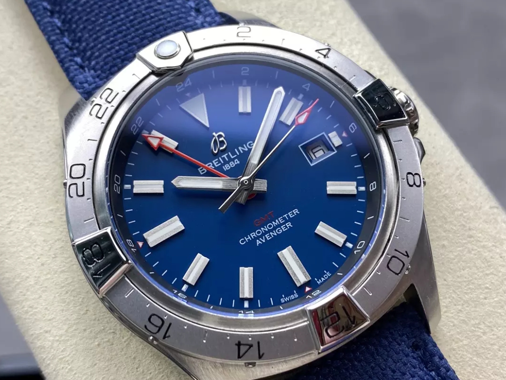 어벤저 오토매틱 GMT 베스트 에디션 블루 다이얼 나일론 스트랩 / BLS / 44mm / 아시아 2836 자동 무브먼트