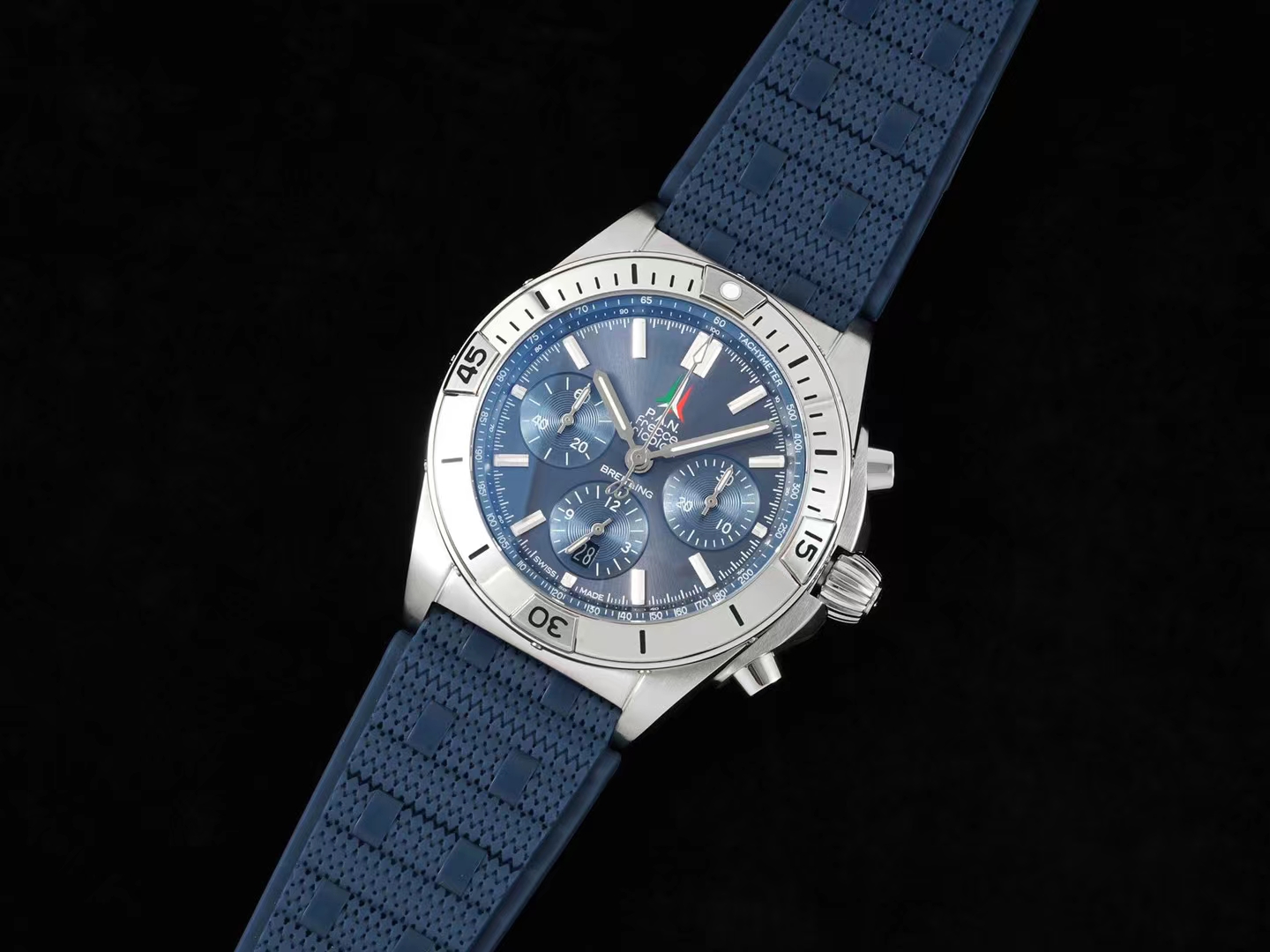 크로노그래프 크로노맷 블루 다이얼 러버 스트랩 / TF AB01343A1L1A1 / 42mm / cal.7750 크로노그래프 기계식 무브먼트