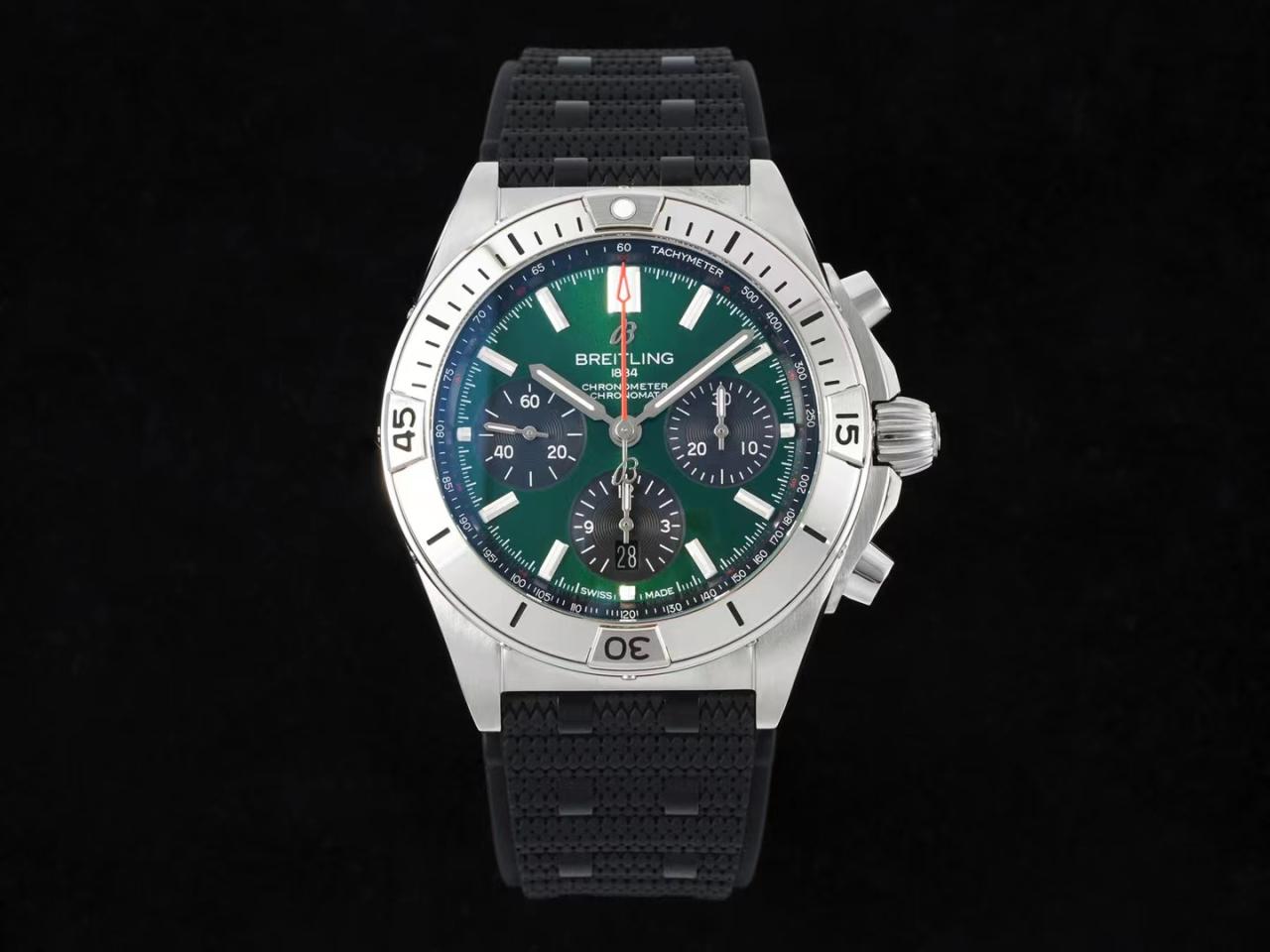 크로노그래프 크로노맷 그린 다이얼 러버 스트랩 / TF AB01343A1L1A1 / 42mm / cal.7750 크로노그래프 기계식 무브먼트