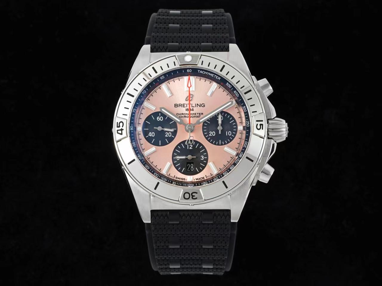 크로노그래프 크로노맷 핑크 다이얼 러버 스트랩 / TF AB0134101K1A1 / 42mm / cal.7750 크로노그래프 기계식 무브먼트