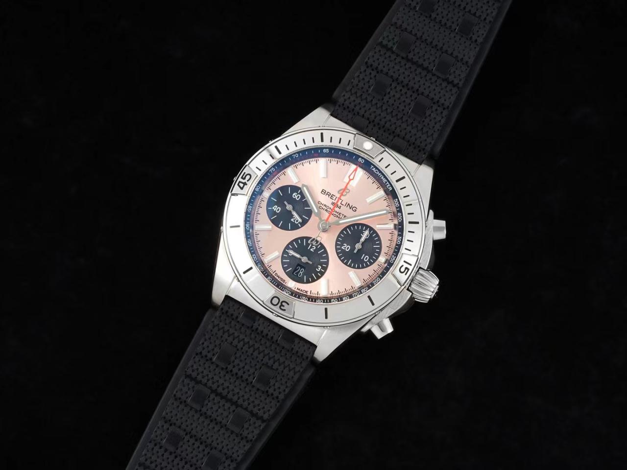크로노그래프 크로노맷 핑크 다이얼 러버 스트랩 / TF AB0134101K1A1 / 42mm / cal.7750 크로노그래프 기계식 무브먼트