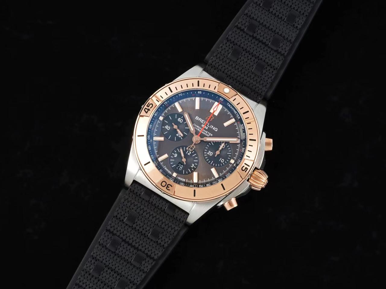 크로노그래프 크로노맷 브라운 다이얼 러버 스트랩 / TF UB0134101B1U1 / 42mm / cal.7750 크로노그래프 기계식 무브먼트