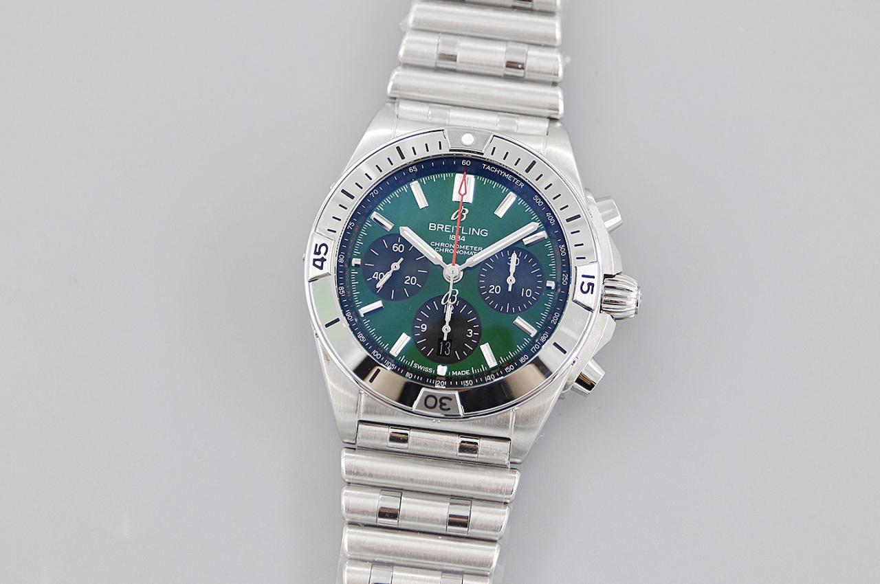 크로노그래프 크로노맷 그린 다이얼 스틸 SS 브레이슬릿 / TF AB01343A1L1A1 / 42mm / cal.7750 크로노그래프 기계식 무브먼트