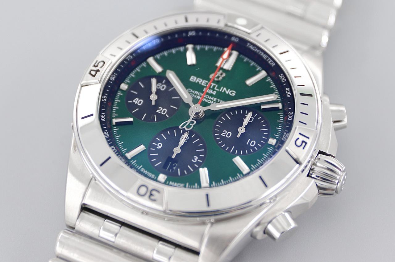 크로노그래프 크로노맷 그린 다이얼 스틸 SS 브레이슬릿 / TF AB01343A1L1A1 / 42mm / cal.7750 크로노그래프 기계식 무브먼트