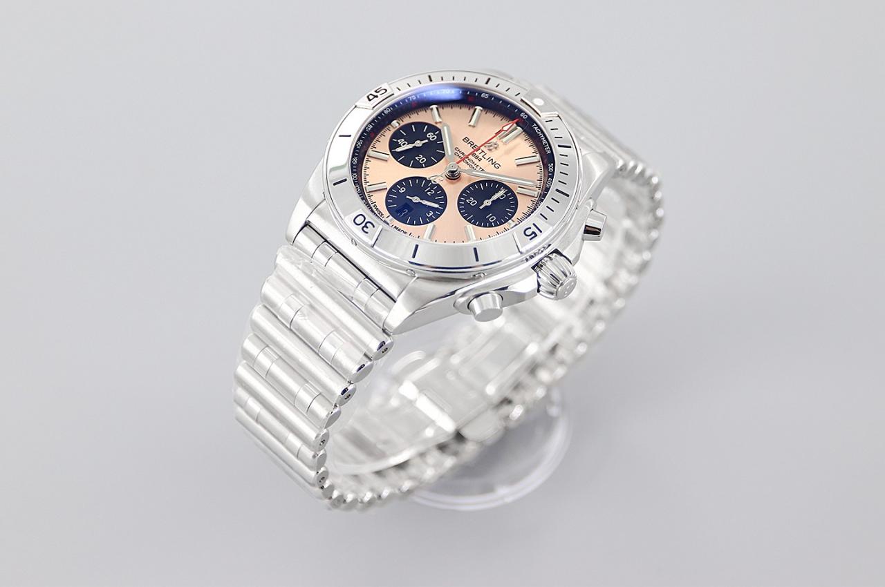 크로노그래프 크로노맷 핑크 다이얼 스틸 SS 브레이슬릿 / TF AB0134101K1A1 / 42mm / cal.7750 크로노그래프 기계식 무브먼트