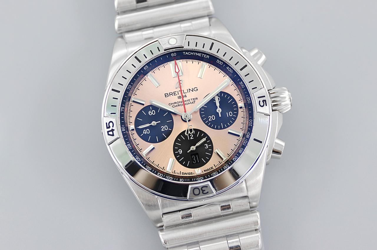크로노그래프 크로노맷 핑크 다이얼 스틸 SS 브레이슬릿 / TF AB0134101K1A1 / 42mm / cal.7750 크로노그래프 기계식 무브먼트