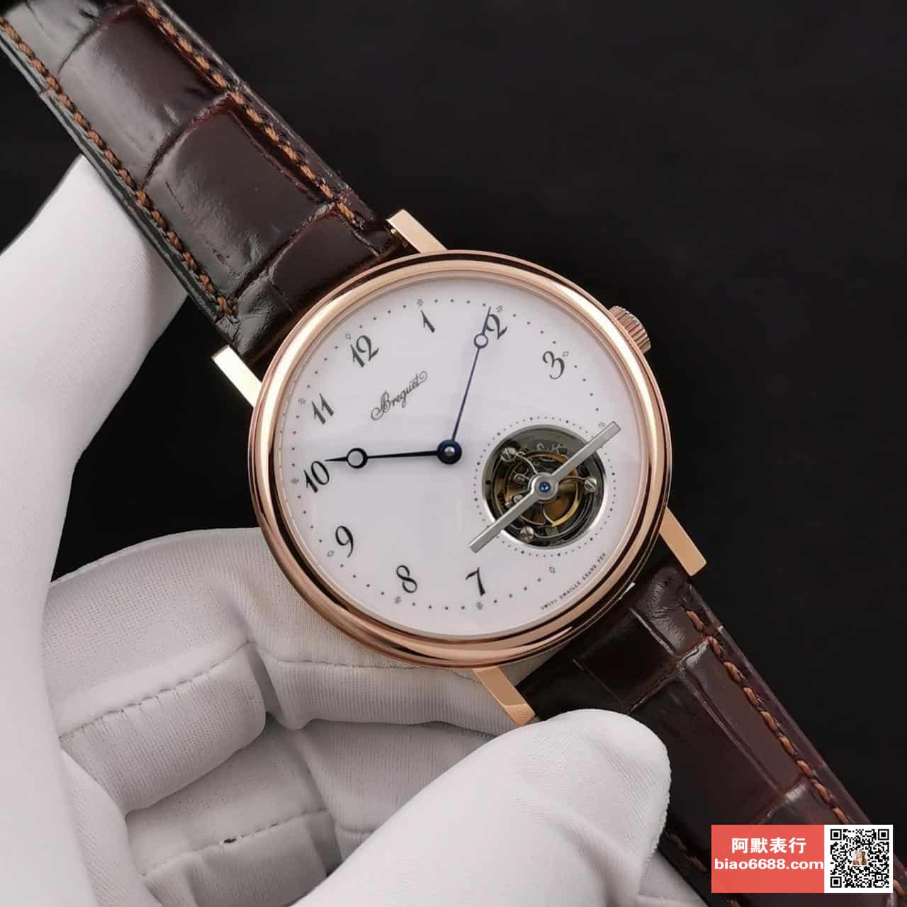 투르비옹 울트라씬 클래식 컴플렉스 로즈골드 레더 스트랩 / R8 5367BR/29/9WU / 42mm / 시걸 커스텀 매뉴얼 투르비용 와인딩 무브먼트, 42mm 두께: 10.7mm