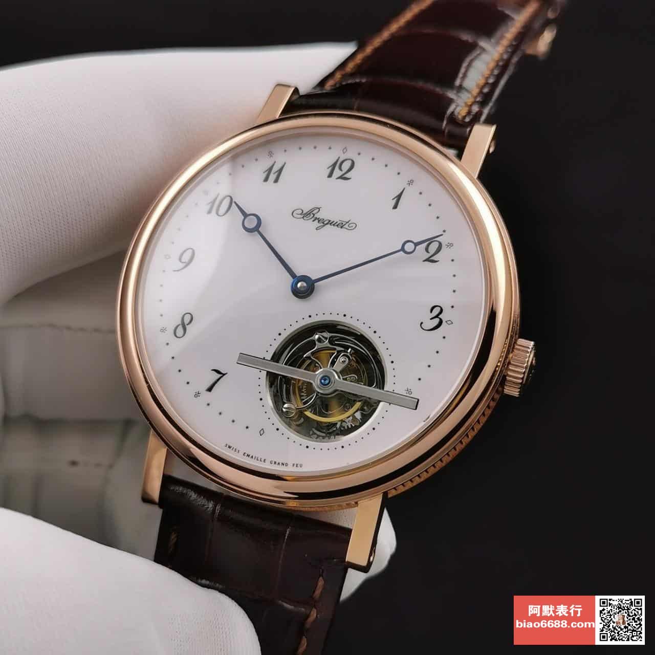 투르비옹 울트라씬 클래식 컴플렉스 로즈골드 레더 스트랩 / R8 5367BR/29/9WU / 42mm / 시걸 커스텀 매뉴얼 투르비용 와인딩 무브먼트, 42mm 두께: 10.7mm