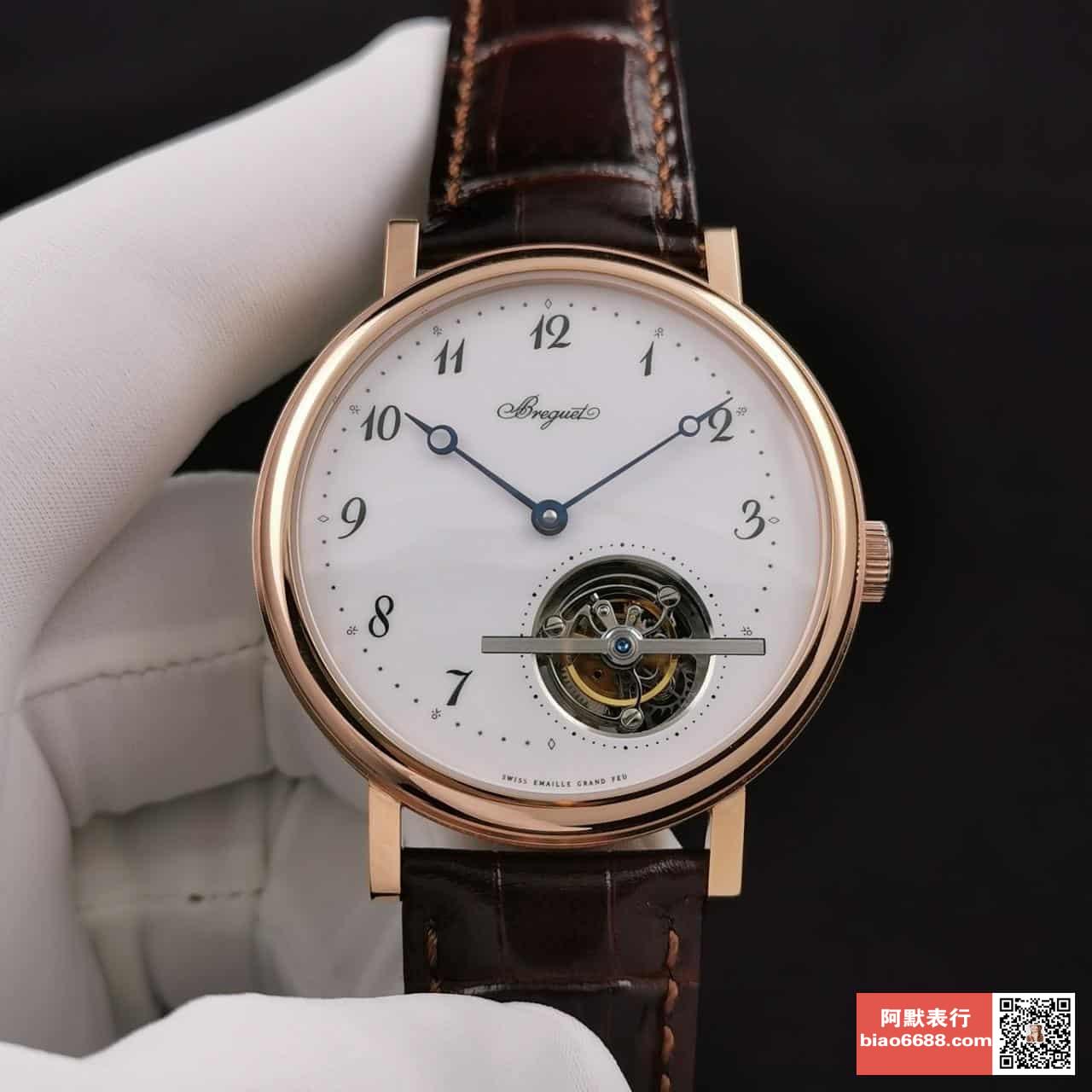 투르비옹 울트라씬 클래식 컴플렉스 로즈골드 레더 스트랩 / R8 5367BR/29/9WU / 42mm / 시걸 커스텀 매뉴얼 투르비용 와인딩 무브먼트, 42mm 두께: 10.7mm