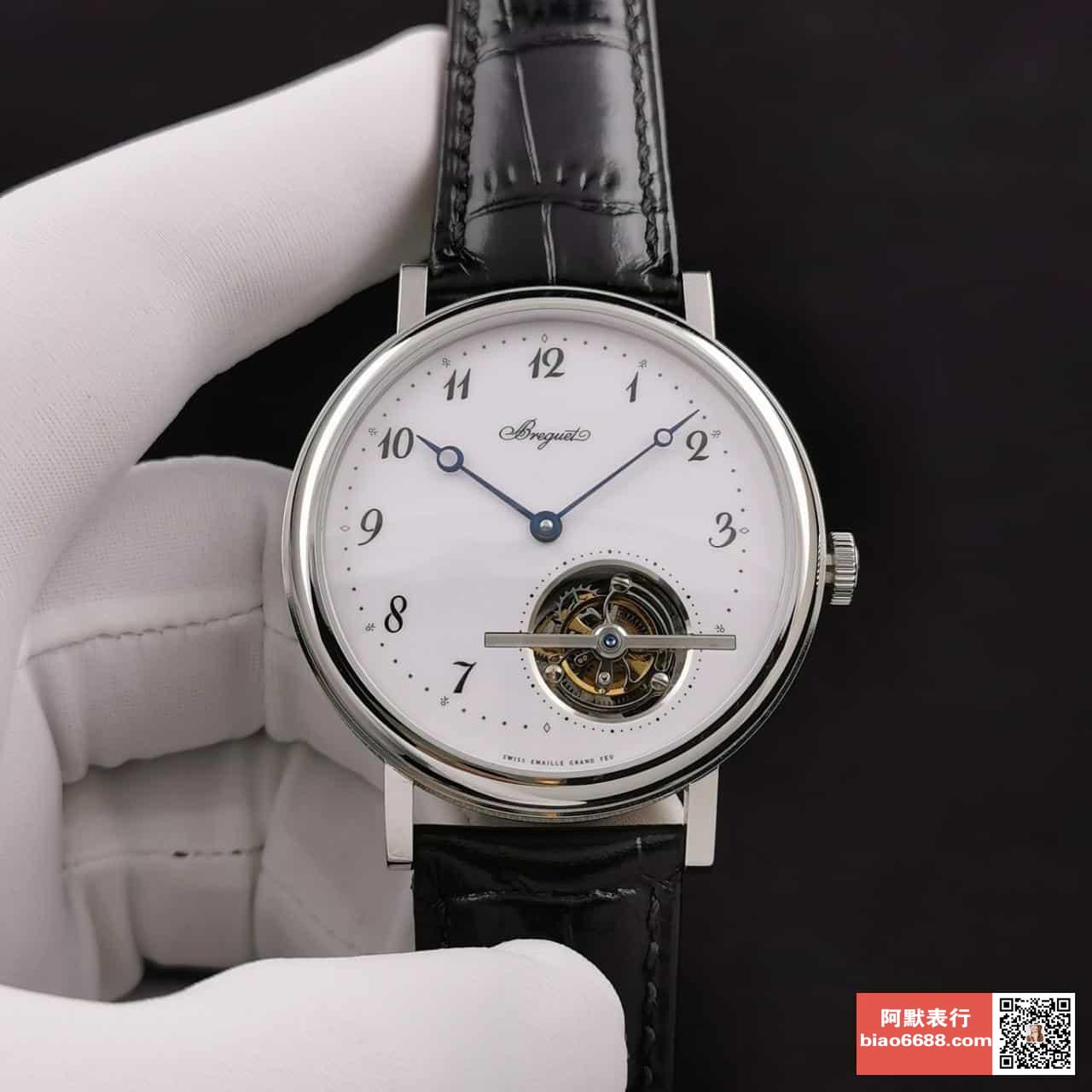 울트라씬 클래식 컴플렉스 화이트골드 레더 스트랩 / R8 5367PT/29/9WU / 42mm / 시걸 커스텀 매뉴얼 투르비용 와인딩 무브먼트, 42mm 두께: 10.7mm