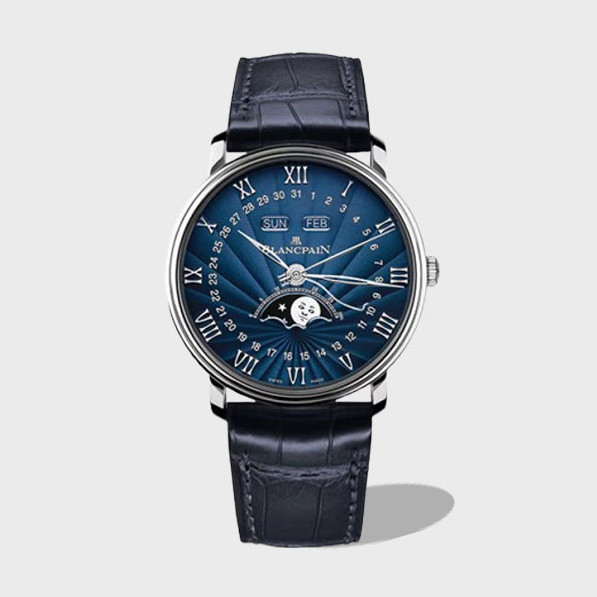 클래식 빌레레 문페이즈 블루 다이얼 화이트골드 레더 스트랩 40mm V3버전 / OM 6654-1529-55B / 40mm / cal.6654 자동 기계식 무브먼트