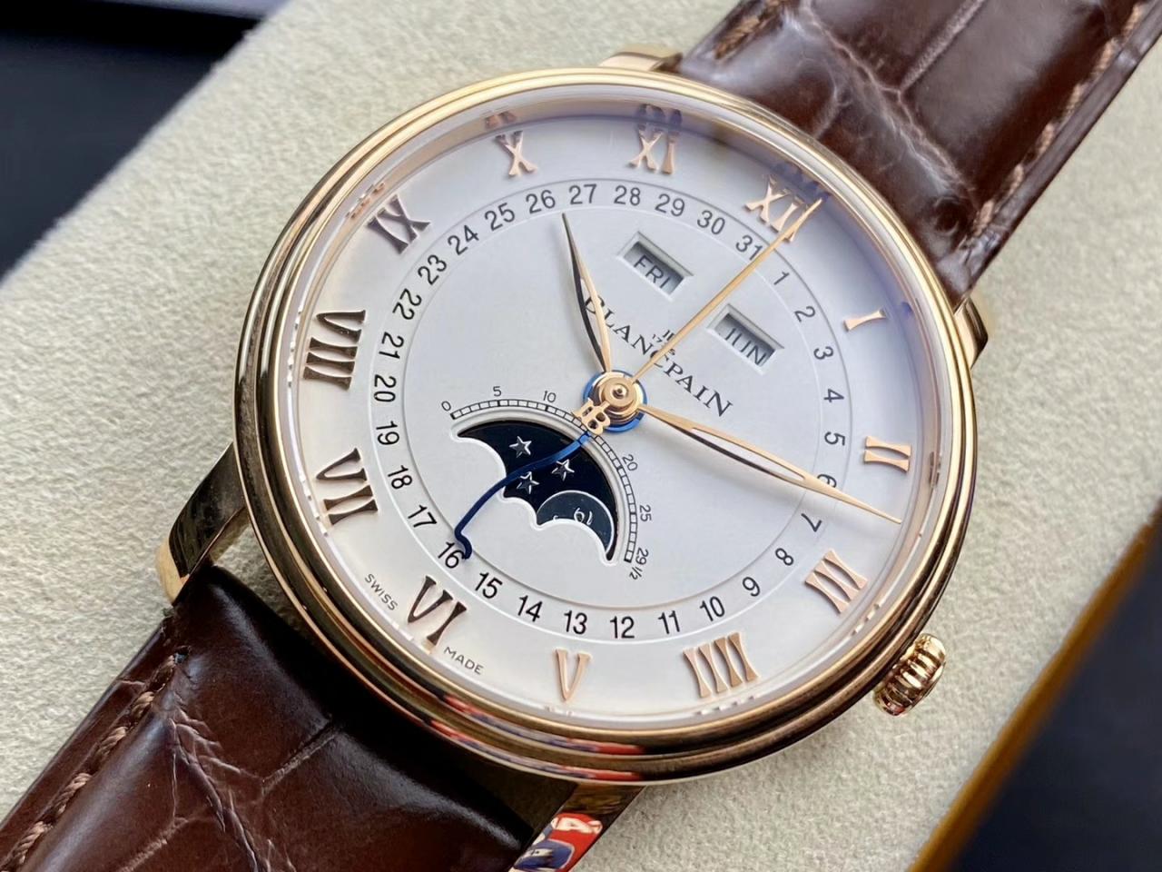 클래식 빌레레 문페이즈 화이트 다이얼 로즈골드 레더 스트랩 40mm V3버전 / OM 6654-3642-55B / 40mm / cal.6654 자동 기계식 무브먼트