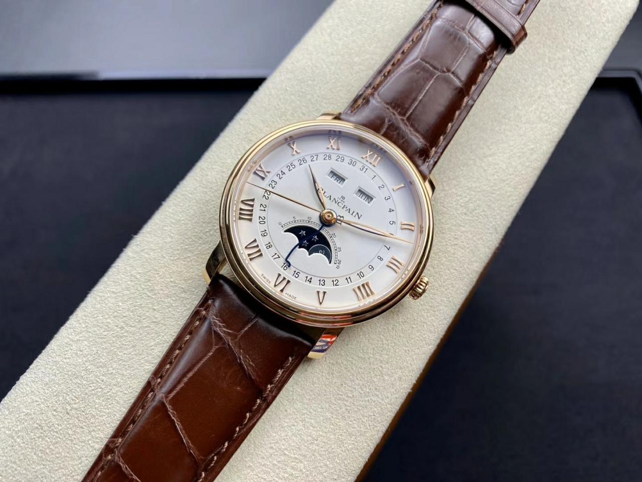 클래식 빌레레 문페이즈 화이트 다이얼 로즈골드 레더 스트랩 40mm V3버전 / OM 6654-3642-55B / 40mm / cal.6654 자동 기계식 무브먼트