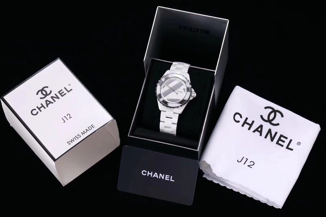 J12 리미티드 에디션 실버 다이얼 화이트 세라믹 스트랩 / H5582 / 38mm / 정품과 같은 맞춤형 칼리버 12.1 무브먼트, 정품동일 세라믹, 38mm x 12mm