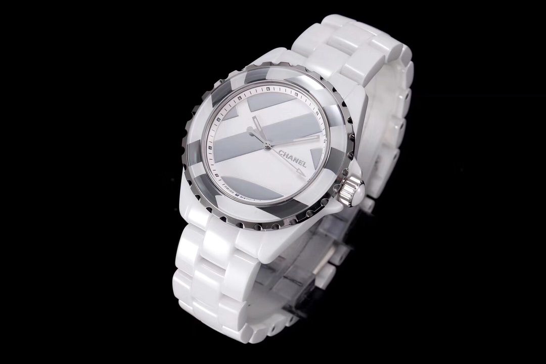 J12 리미티드 에디션 실버 다이얼 화이트 세라믹 스트랩 / H5582 / 38mm / 정품과 같은 맞춤형 칼리버 12.1 무브먼트, 정품동일 세라믹, 38mm x 12mm