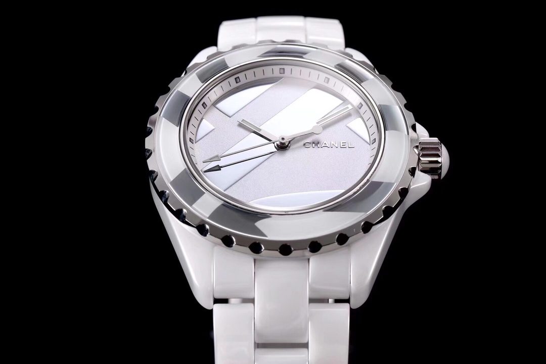 J12 리미티드 에디션 실버 다이얼 화이트 세라믹 스트랩 / H5582 / 38mm / 정품과 같은 맞춤형 칼리버 12.1 무브먼트, 정품동일 세라믹, 38mm x 12mm