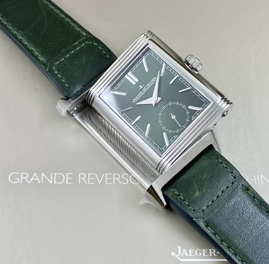 리베르소 클래식 라지 듀오페이스 스몰 세컨드 그린 다이얼 레더 스트랩 / MG Q397843J / 49mm / 49mmx29mm , 클론 854A/2 수동 와인딩 무브먼트