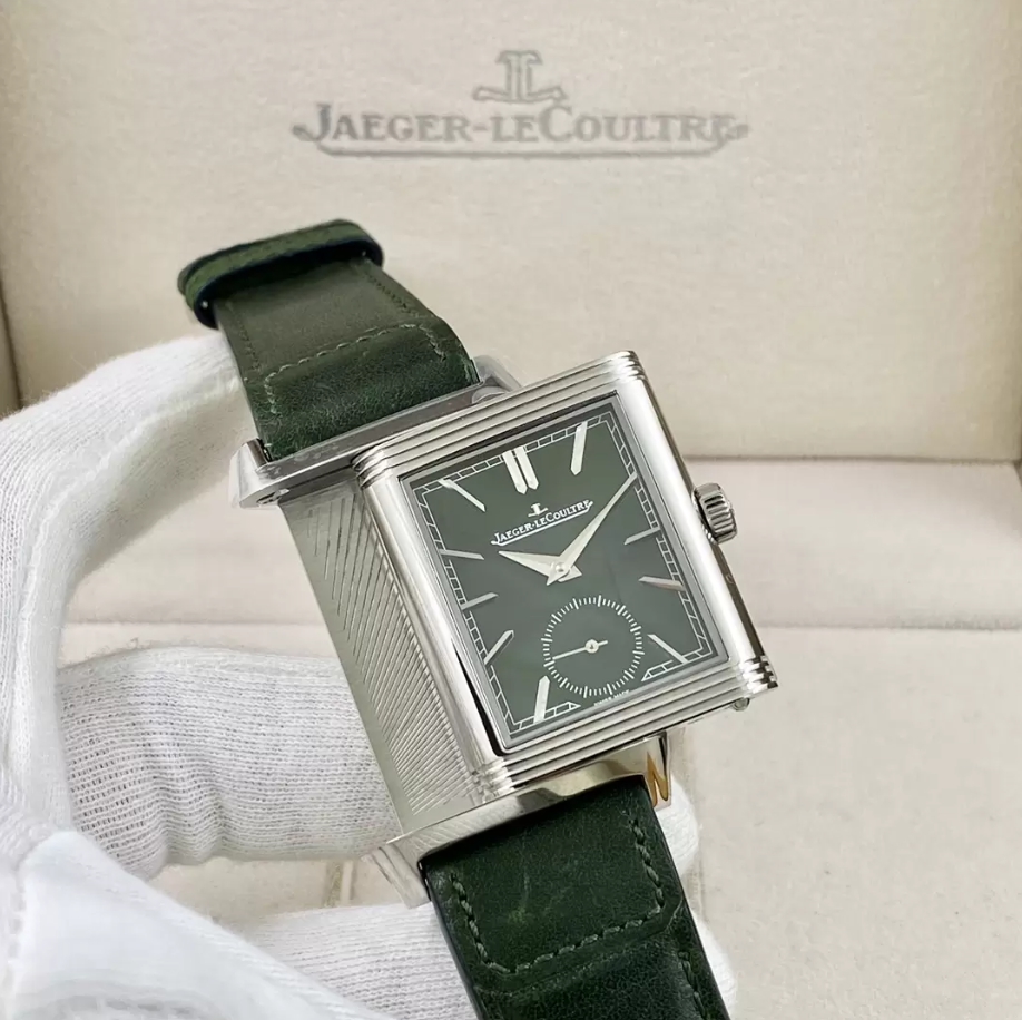 리베르소 클래식 라지 듀오페이스 스몰 세컨드 그린 다이얼 레더 스트랩 / MG Q397843J / 49mm / 49mmx29mm , 클론 854A/2 수동 와인딩 무브먼트