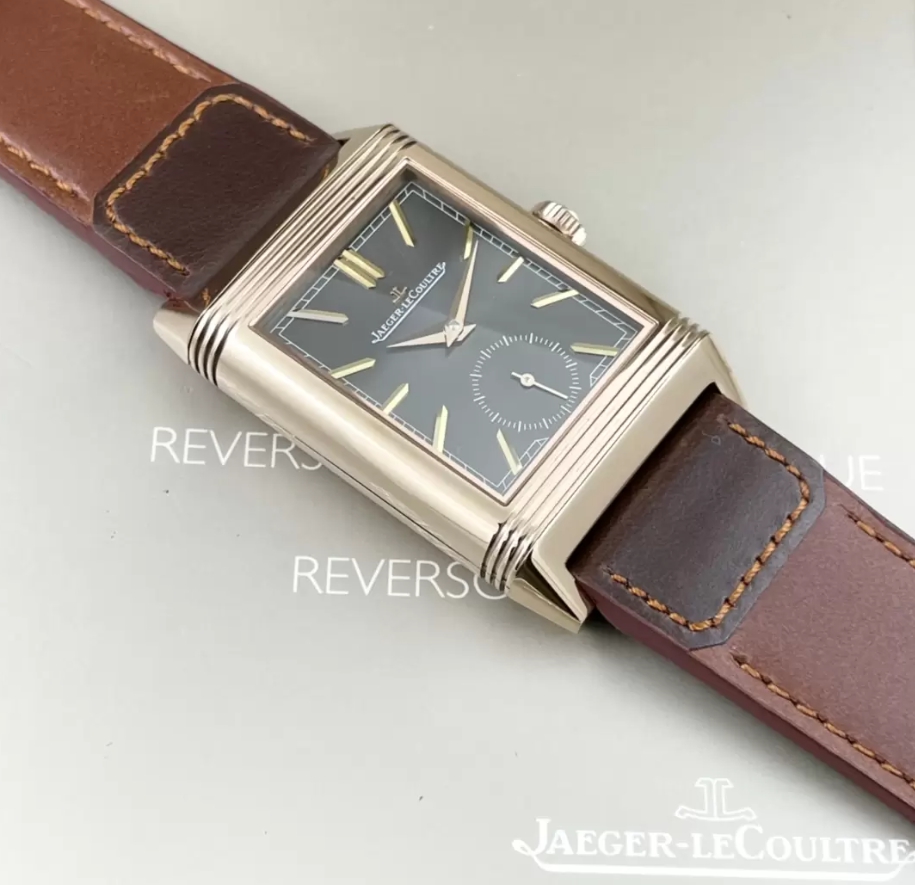 리베르소 클래식 라지 듀오페이스 스몰 세컨드 블랙 다이얼 레더 스트랩 / MG Q396245J / 49mm / 49mmx29mm , 클론 854A/2 수동 와인딩 무브먼트