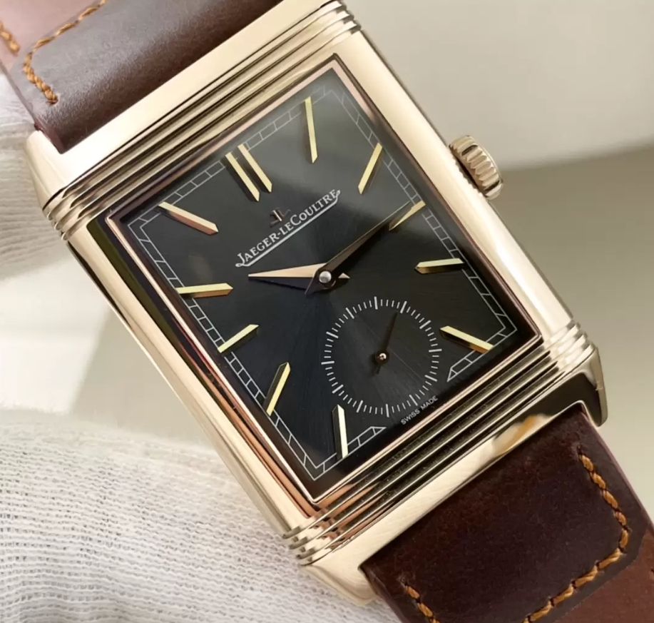 리베르소 클래식 라지 듀오페이스 스몰 세컨드 블랙 다이얼 레더 스트랩 / MG Q396245J / 49mm / 49mmx29mm , 클론 854A/2 수동 와인딩 무브먼트